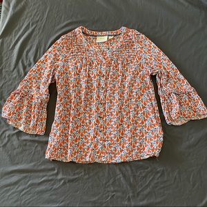 Anthropologie Maeve rayon oranges print button-down Shirt/Blouse size S/Small